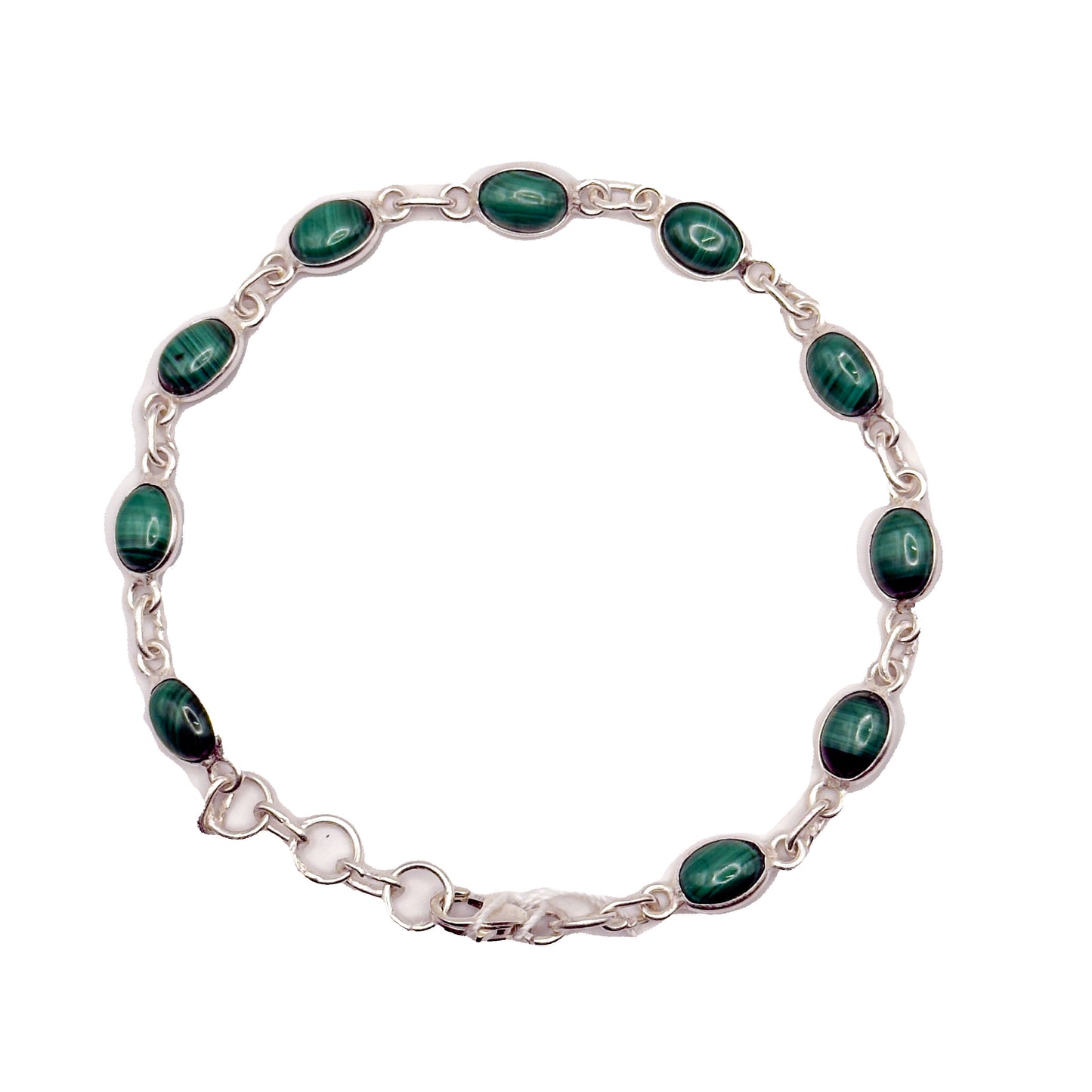 Malachite Oval Bracelet (925 Silver)