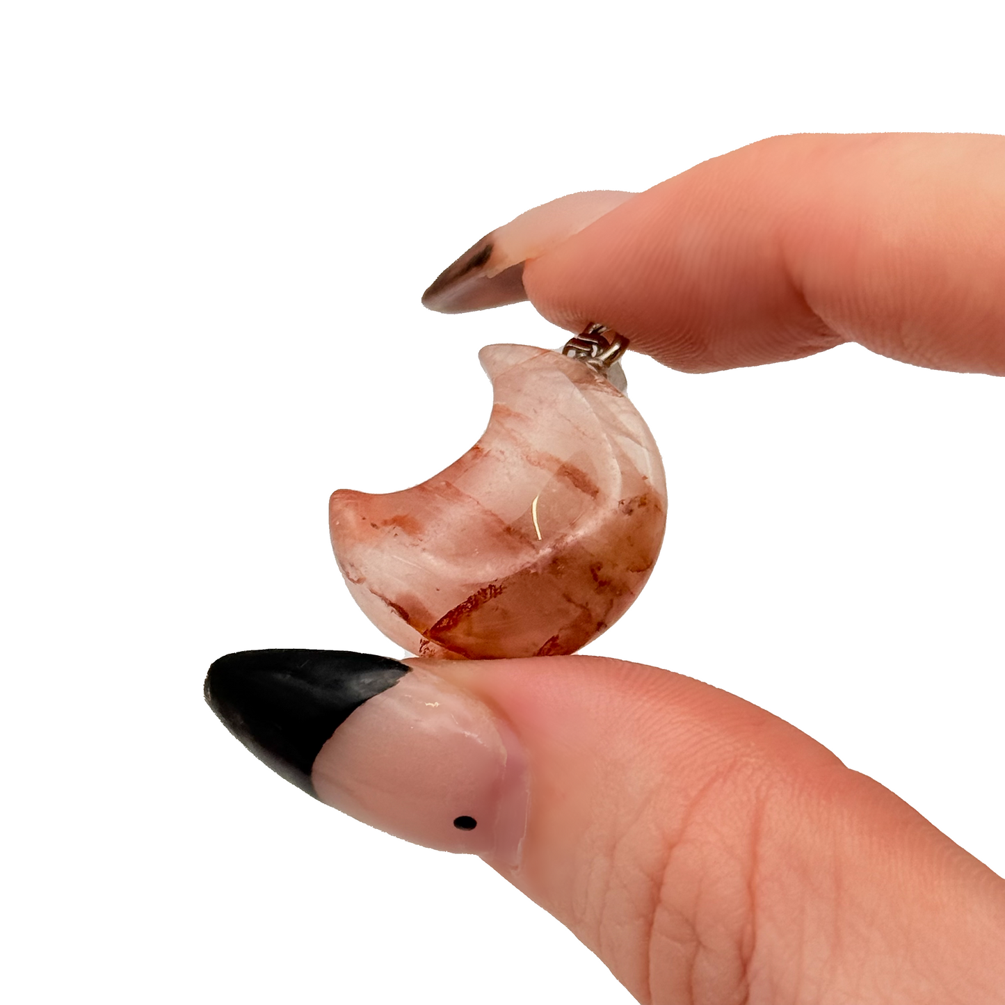 Fire Quartz Moon Pendant