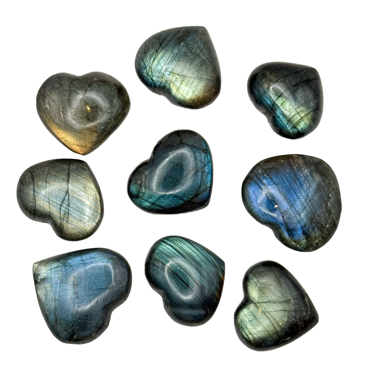 Mini Labradorite hearts pack (5pcs)