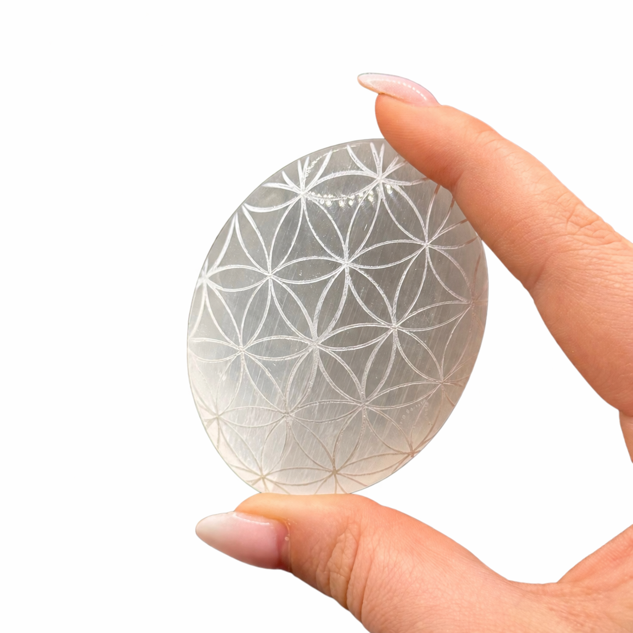 Selenite Flower Palm Stone
