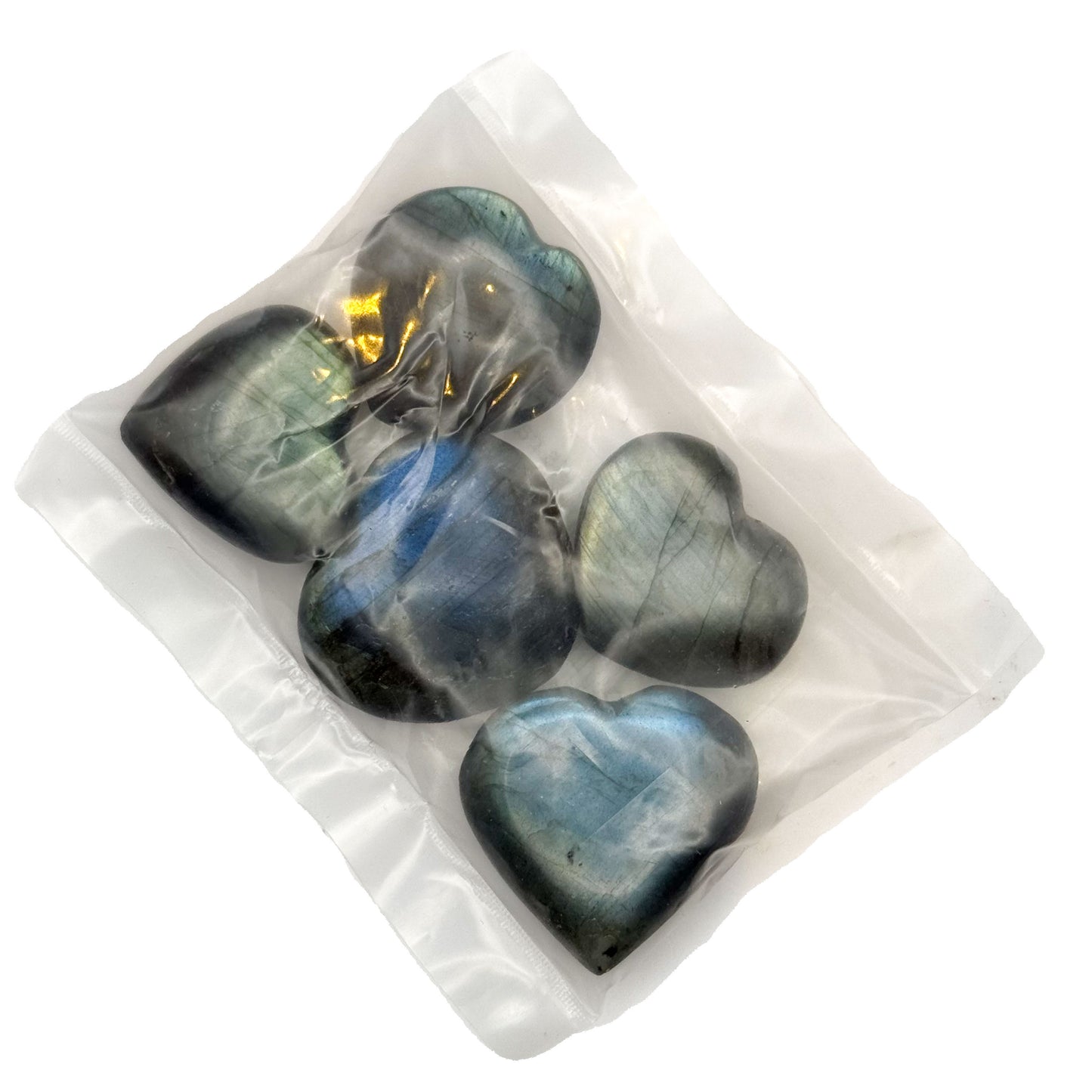 Mini Labradorite hearts pack (5pcs)