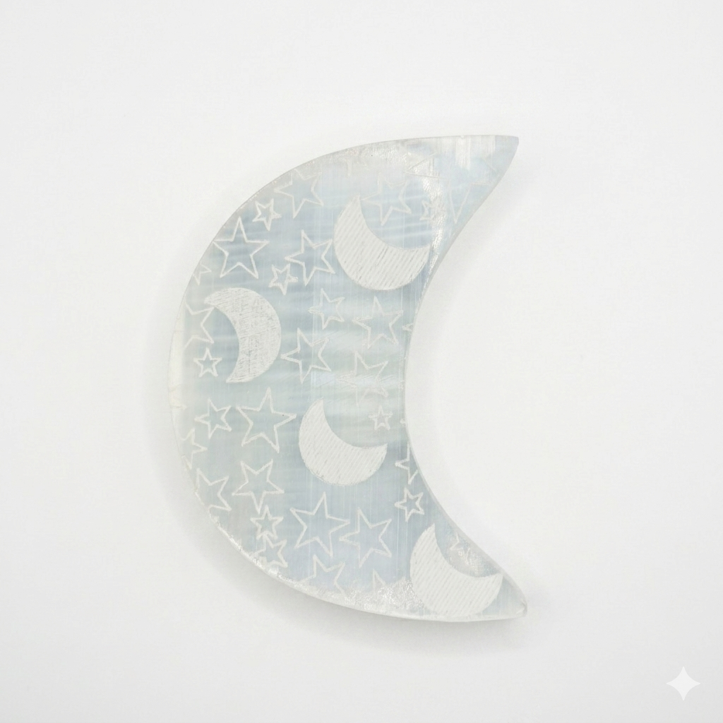 Selenite Moon Star Moon