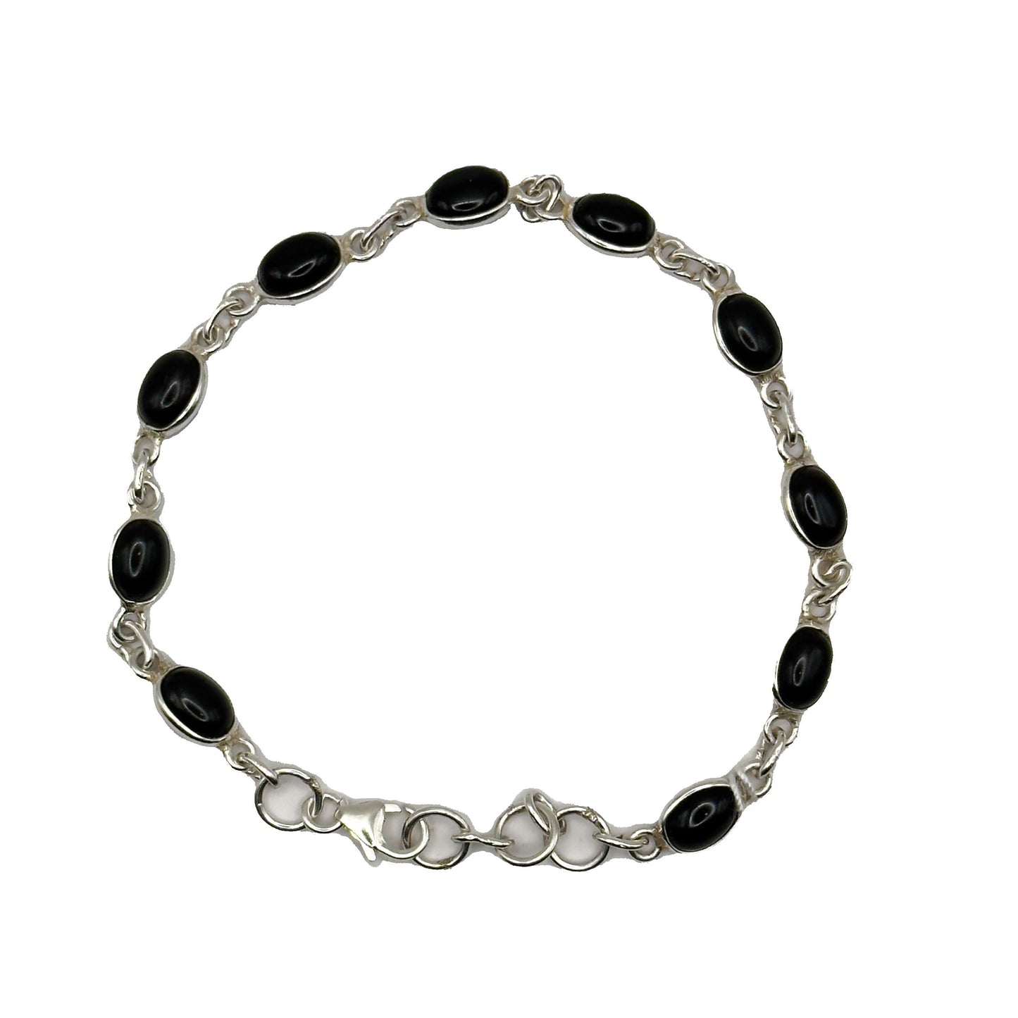 Obsidian Oval Bracelet (925 Silver)