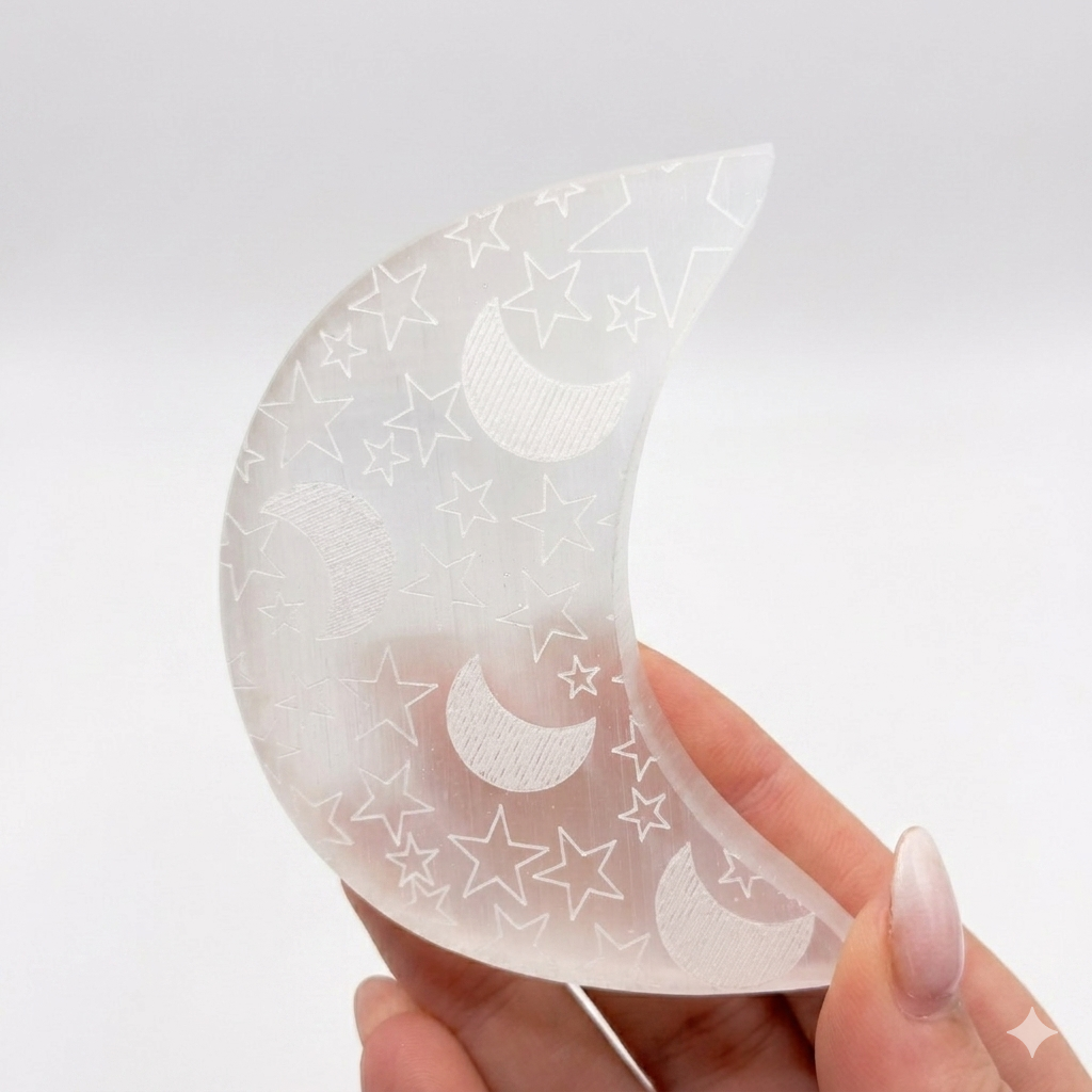 Selenite Moon Star Moon