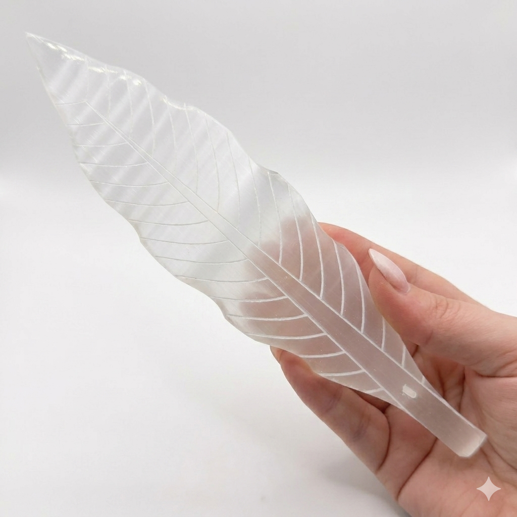 Selenite Feather Insent Holder