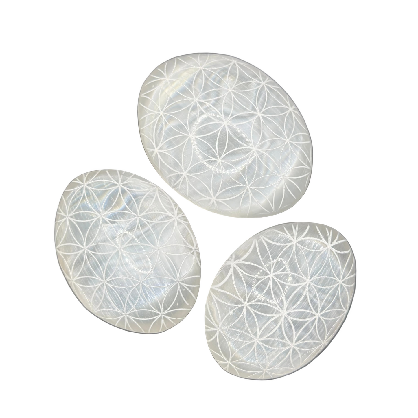 Selenite Flower Palm Stone